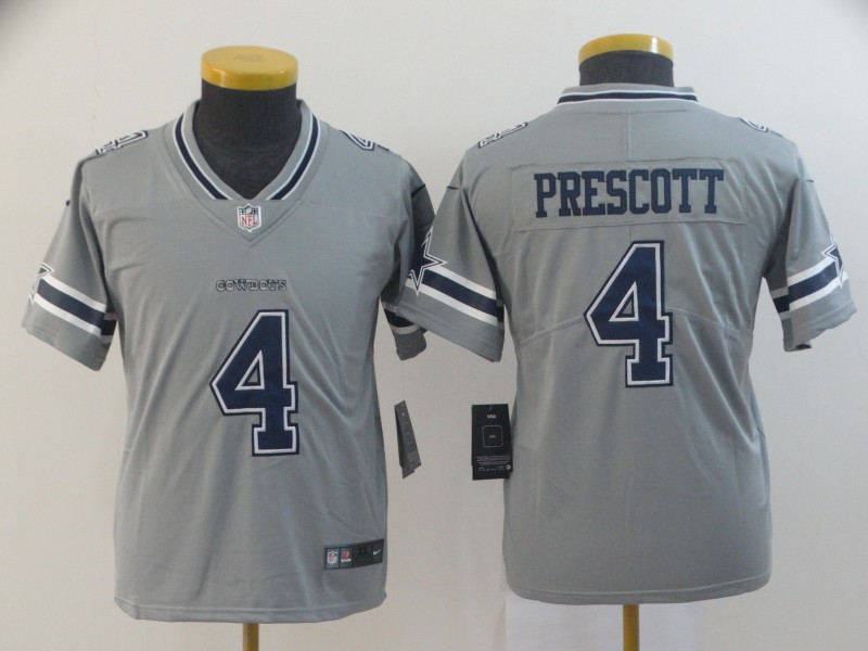 Youth Dallas Cowboys #4 Prescott grey Nike Vapor Untouchable Limited NFL Jerseys